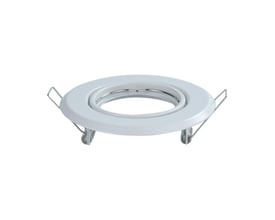Hvid V-TAC downlight kit med fjederclips og metalringe til installation i loft med et 7cm hul.