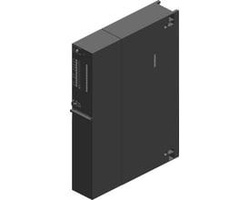 Siemens S7-400 CPU 414-3 PN/DP centralenhed med 4MB hukommelse, set fra et skråt perspektiv i mørkegrå.