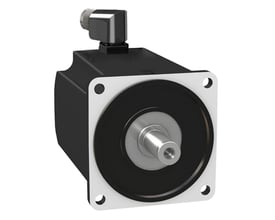 Schneider Electric servomotor MH3 med 64,9Nm, 2000rpm, IP67, og notgang, vist på hvid baggrund.