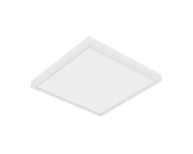 Hvidt, kvadratisk LEDVANCE LED-panel til påbygning med bred ramme og stor lysflade, 674 x 674 mm.