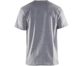 Gråmeleret Blåkläder Workwear T-shirt i størrelse M set bagfra, med korte ærmer og rund hals.