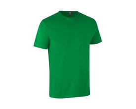 ID Identity T-shirt i interlock, grøn, størrelse M. T-shirten har rund hals og korte ærmer samt en smal ribkant.