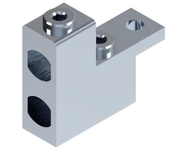 Katko AL/CU klemme i aluminium, designet til 2x35-240mm² kabler og 630/850A strømstyrke, med to synlige skruer.