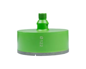 Eibenstock flisehulbor med 1/2" gevind og 122mm diameter, fremstillet af grønt metal med en diamantkant.