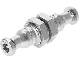 Festo Skotforbindelse indstik CRQSS-6, en standard pneumatisk fittings med metalgevind og en totstørrelse på 3,7 mm.