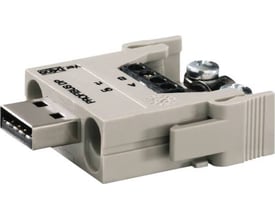 Weidmüller HDC industristik han-indsats med 2-polet skruetilslutning og USB-port. Grå modular stik.