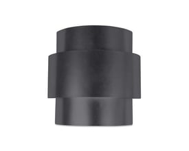 Sort PC Electric Molle-armatur på 9 W med cylindrisk form og bred midterdel, set forfra.
