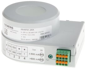 Siemens summationsstrømtransformer type B, 35 mm, med modelnummer 5SV8701-2KK og 500A mærkestrøm.