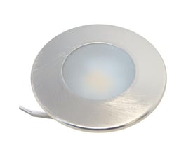 Nordtronic Gabriella møbelspot i børstet aluminium med 3 meter ledning. Spottet har en rund form og et udendørs mål på Ø70 mm.