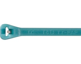 Tefzel ETFE binder i aquamarine, 4,8 x 360 mm, med tydelig "T&B TY-RAP" tekst og logo.