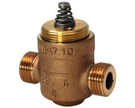 Siemens VVP47.10 2-vejs ventil med udvendigt gevind, PN16, DN10 og kvs 0.4, lavet af messing.
