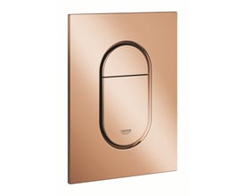 Grohe Arena Cosmopolitan S betjeningsplade i poleret warm sunset kobberfarve med dobbeltskyl og start/stop funktion.