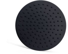 Stor rund hovedbruser på Ø250 mm i mat sort finish med mange små dyser.
