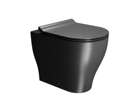 GSI Tono back-to-wall-toilet med Geniusflush i mat sort, vist skråt forfra med toiletsæde og låg.