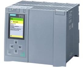Siemens Simatic S7-1500TF CPU 1516TF-3 PN/DP enhed med touchskærm der viser 'Fail-safe' status og grå knapper.
