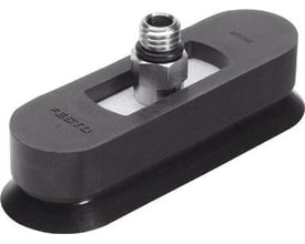 Festo vakuumsuger ESS-25X75-ON i sort gummi med metalgevind for tilslutning ovenpå, 25x75 mm størrelse.