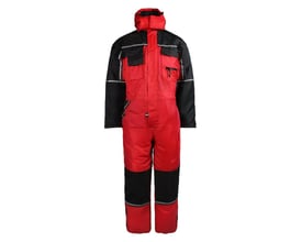 Lyngsøe Rainwear vinterkedeldragt LR7033 i sort og rød, størrelse M, med hætte og flere lommer.