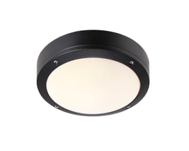 Nordlux Desi 22 plafondlampe i sort med matteret glas skærm, vist isoleret på hvid baggrund.