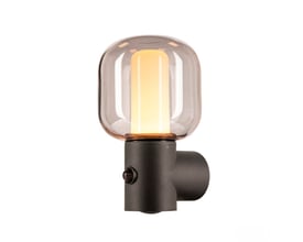 SLV OVALISK væglampe i antracit aluminium med røget glas og indbygget LED, lysfarve 3000-4000K.