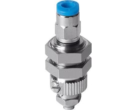 Festo ESH-HC-1-QS holder med vakuumtilslutning i toppen og en blå højdekompensator af plast.