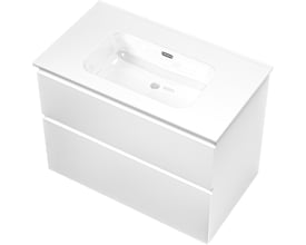 Sanibell Proline møbelsæt 81x46cm i mathvid med integreret vask og to softclose skuffer.