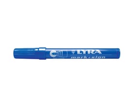 Blå Lyra Speedmarker serie 4020 med hætte og synligt mærke, vandfast tusch med 1–4 mm stregbredde.