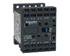 Schneider Electric TeSys K kontaktor, 3-polet med 1 NC kontakt, 24VDC spole, model LP4K06013BW3.