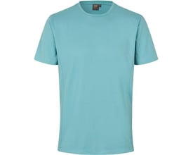 ID Identity t-shirt i lyocell i støvet aqua med rund hals og korte ærmer, set forfra.