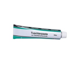Blå mærkefarve i tube mærket 'Tuschierpaste zur Oberflächenkontrolle' og '80 ml'.