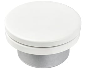 Hvid tilluftsventil AVS med ramme og tætning i RAL9016 til 125mm rør, fremstillet i SPCC stål.