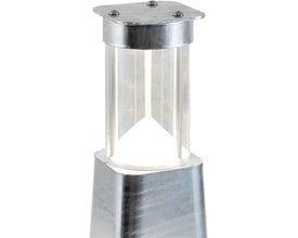 Weka pullertarmatur til TOWER i galvaniseret stål med klar polycarbonat cylinder og integreret LED lyskilde.