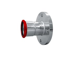Unico overgangsflange i ulegeret stål med 76,1 mm ydre rørdimension og rød EPDM O-ring.