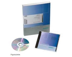Siemens SOFTNET-IE S7 opgradering pakke med en CD-ROM og softwareboks, klar til installation.