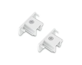 Hvidt Philips EasyLink-endestykke til afslutning af en lysskinne, vist skråt med synlig skrue og låsetapper.