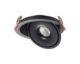 V-TAC 12W LED downlight i sort med drejelig COB-chip og synlige monteringsclips på hvid baggrund.