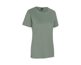 ID Identity T-shirt dame pro i støvet grøn, let figursyet med rund hals og slidser i siden.