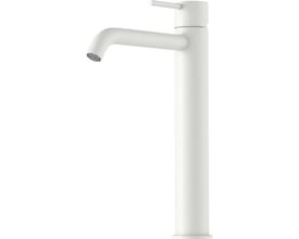 Mora INXX II Soft High håndvaskarmatur i mat-hvid med et højt og elegant design, ideelt til vaskefade.