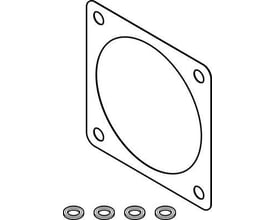 Festo tætningssæt EADS-F-87A, størrelse 87, vist med fire monteringshuller og fire runde pakninger.