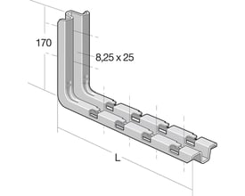 Teknisk tegning af Legrand konsol CSN 300-G med dimensioner 170 mm højde og 378 mm længde.