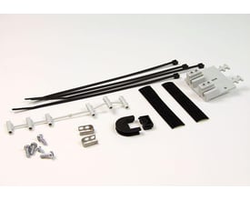 CommScope BUDI-2S-CTB-01 kabelaflastningsenhed med trækstang, forsegling, velcrobånd, skruer og kabelbindere på hvid baggrund.