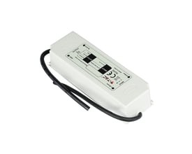 V-TAC VT-22075 strømforsyning 75W 12V IP67 i hvid plast med tydelige input og output mærkater.