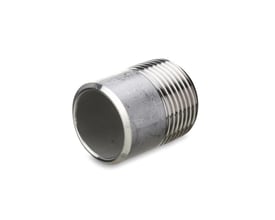 Svejsenippel i rustfrit stål EN 1.4404 / 316L med 2 1/2" gevind og 100 mm længde, godkendt til 20 bar.