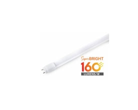 V-TAC T8-Performer150 Evo LED-rør på 150 cm ses skråt med G13-ben og grafik om lysydelsen på 160 lm/W.