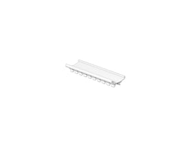 Hvidt klemmemærke Weidmüller AMR 1.5/50 set skråt fra oven med umærket flade og clips langs kanten.