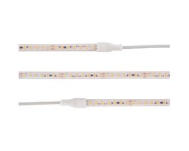 Nærbillede af SLC LED strip Sauna CV 126, viser guldet kobberprint med LED-dioder og tilslutningskabel.