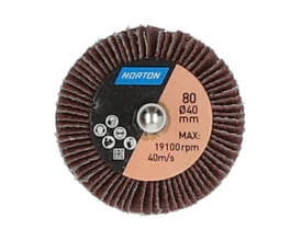 Norton slibevift på skaft Metal R207PLUS med brune slibelameller, set forfra; P80 og Ø40 mm.
