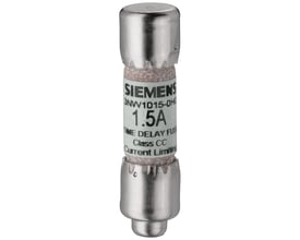 Siemens Sentron cylindrisk sikring 10x38mm, 20A, klasse CC, 600V, hurtig, med mærketekst tydeligt synlig.