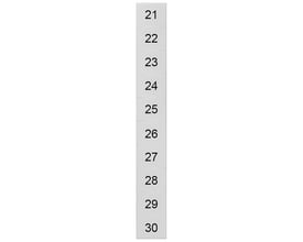 Siemens mærkeplade til frontmontering 21-30, hvid med 8,2mm klemmebredde og snap-on montering.