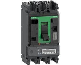 Schneider Electric ComPacT NSX400R 3-polet maksimalafbryder med 400A mærkestrøm og MicroLogic 5.3 E display enhed.