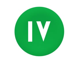 Schneider Electric løs trykflade, grøn med hvidt "IV" mærkat, passer til Ø30 mm flush trykknaphoveder.